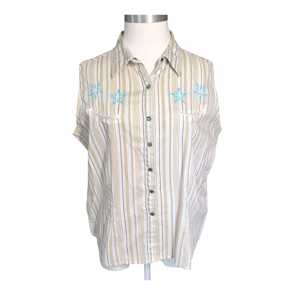 ULTRA TWENTY X WESTERN SLEEVELESS SHIRT WITH JEWEL TONE SNAPS SIZE XL